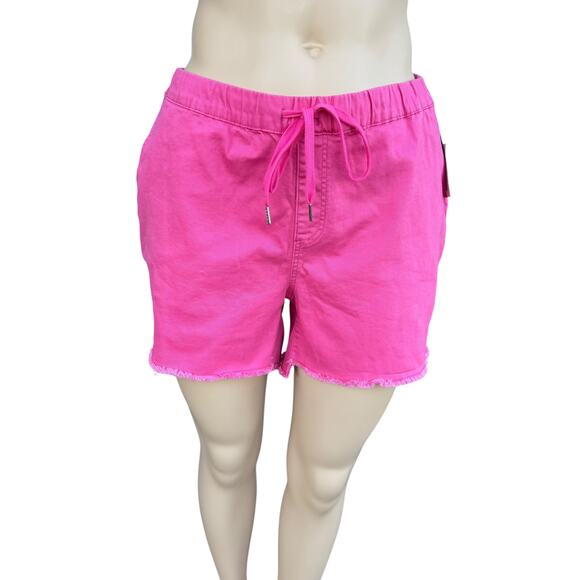 YMI 2X Pink Denim High Waisted Shorts Frayed Hem NWT - Picture 1 of 7
